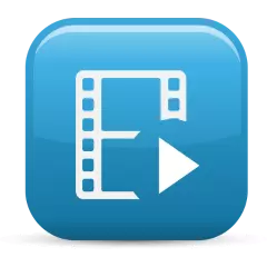 Icono de una símbolo de play posicionado sobre un símbolo de rollo fotográfico